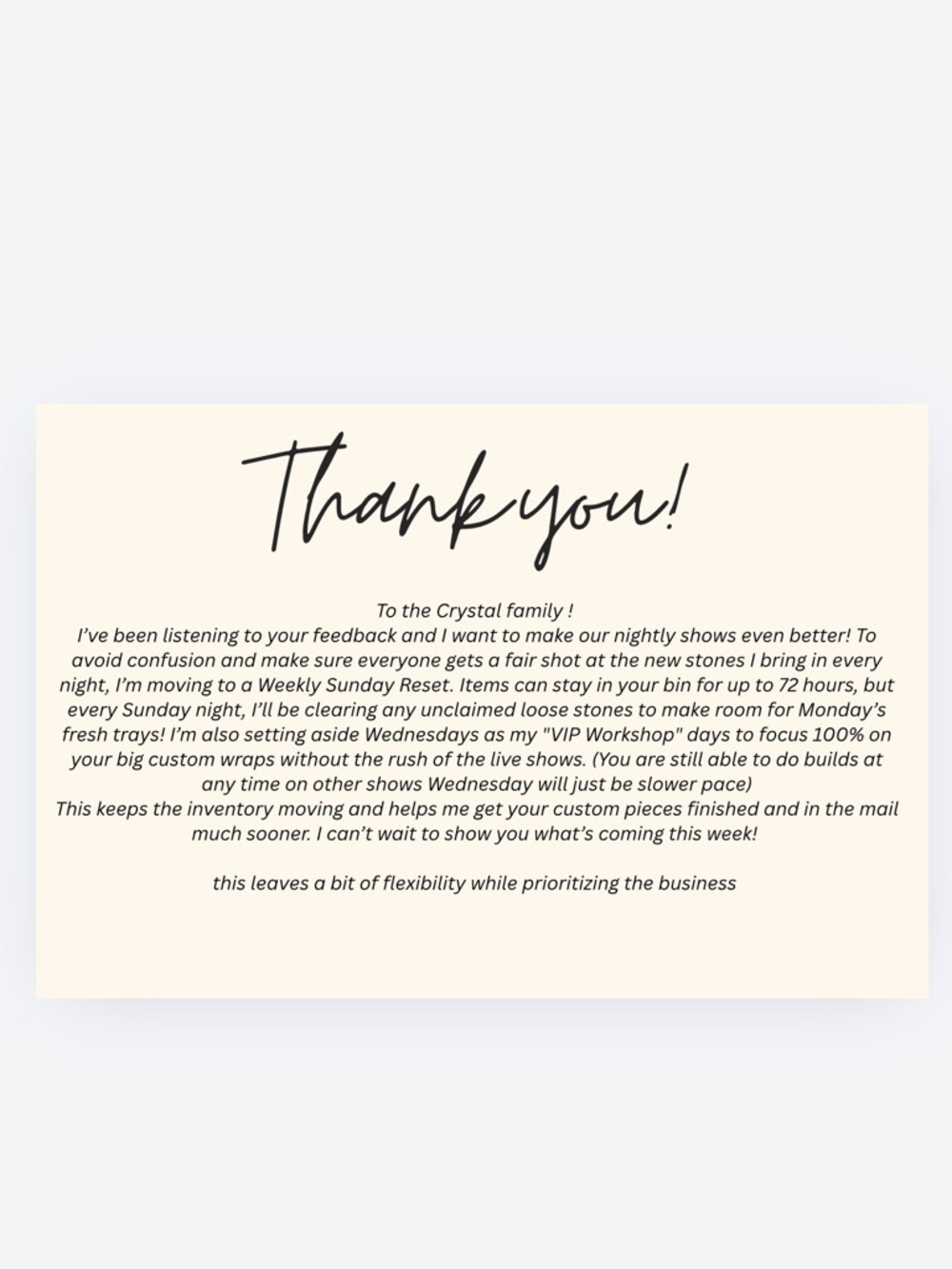 Set aside rules for live show